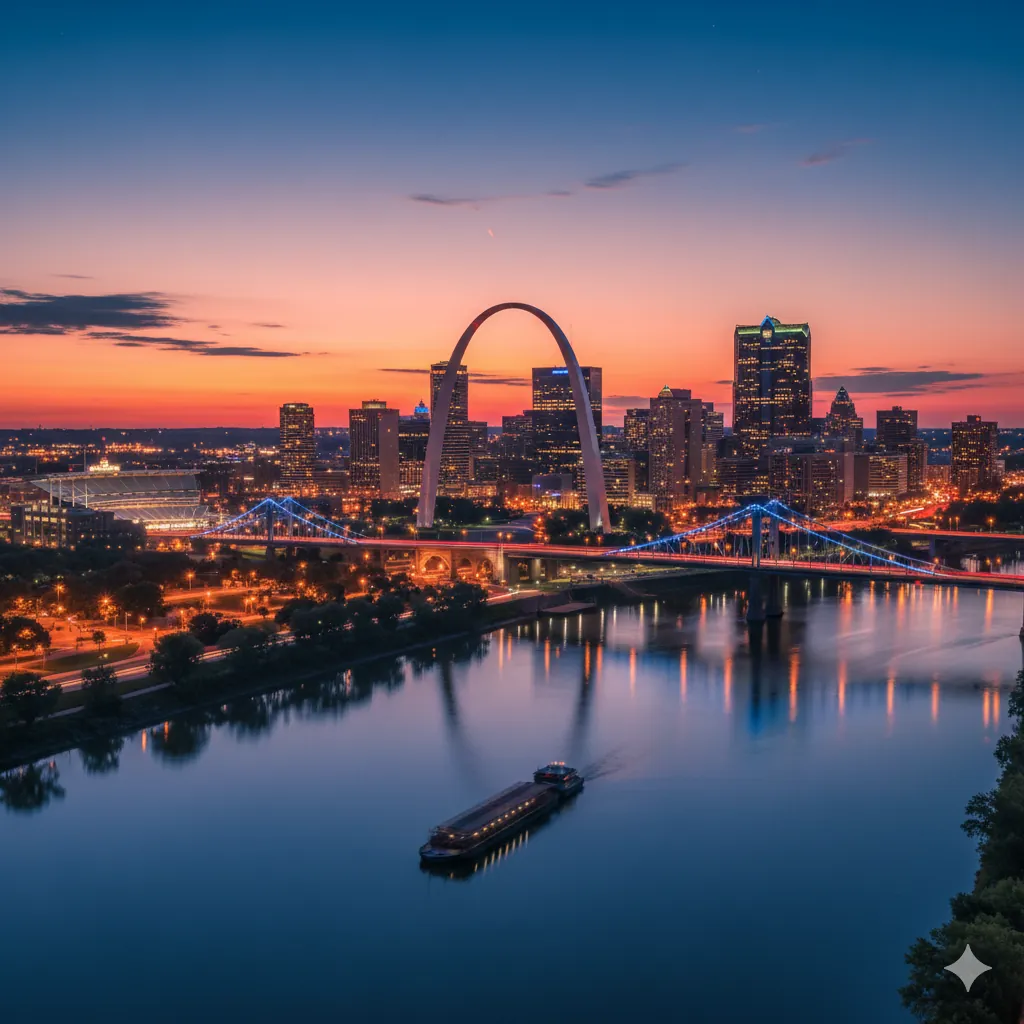 St. Louis skyline at sunset